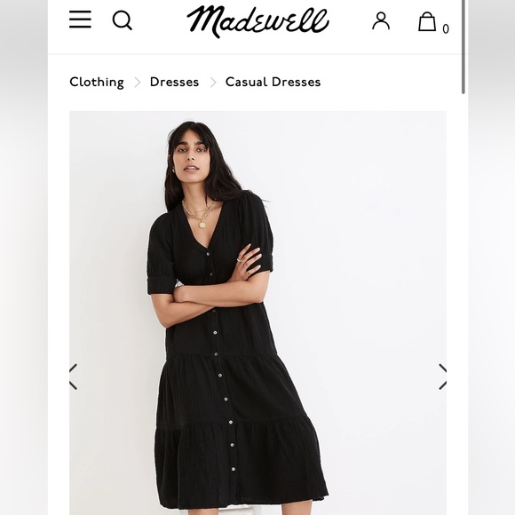 Madewell Lightspun Button-Front Tiered Midi Dress - Picture 3 of 8
